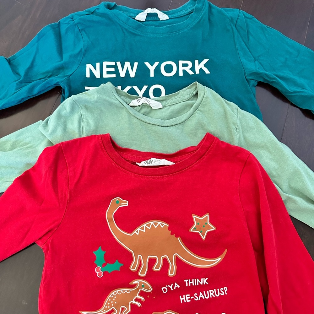 H&M long sleeve shirt set of 3, size 6-7